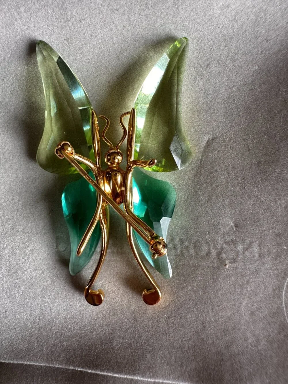 Green Crystal Butterfly Brooch